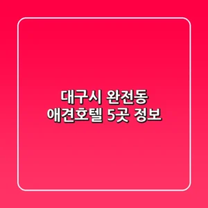 대구시 완전동 애견호텔 5곳 정보