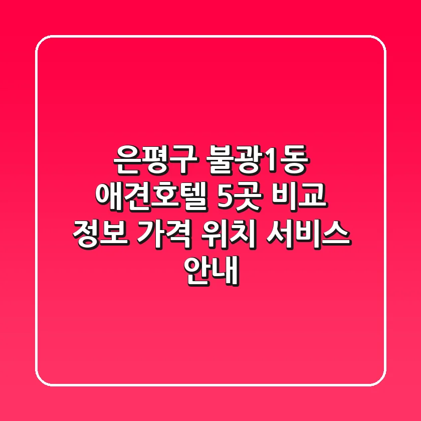 은평구 불광1동 애견호텔 5곳 비교 정보 - 가격, 위치, 서비스 안내