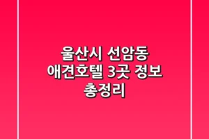 울산시 선암동 애견호텔 3곳 정보 총정리
