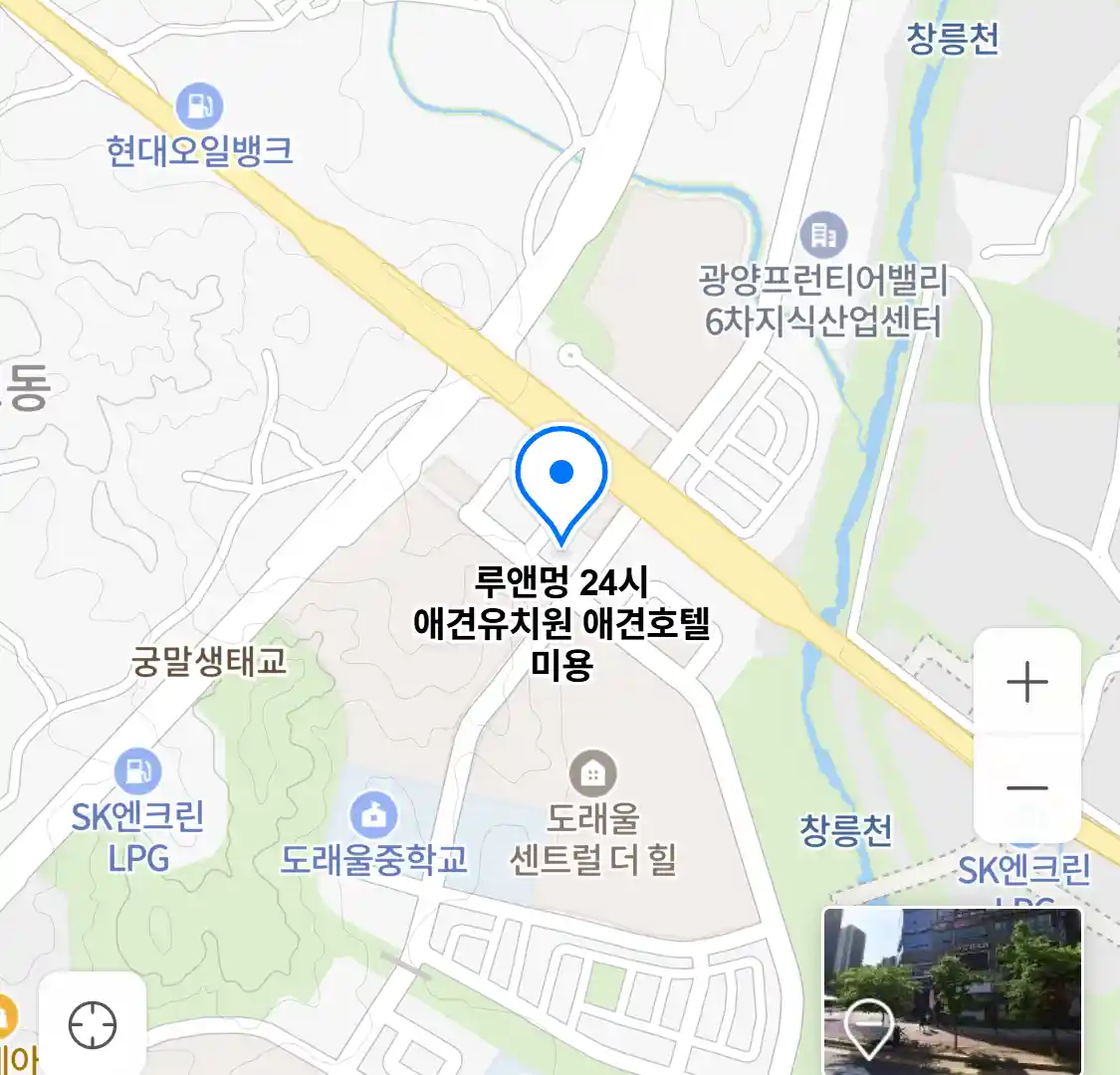 루앤멍 24시 애견유치원 애견호텔 미용 위치