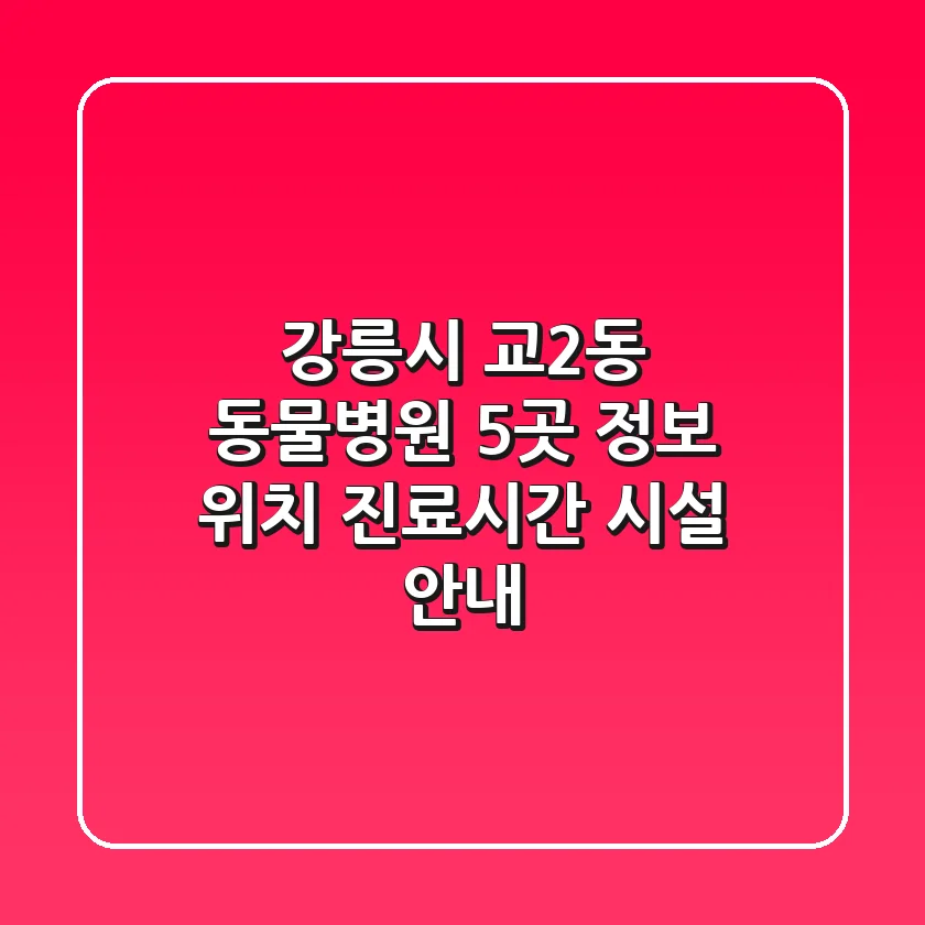 강릉시 교2동 동물병원 5곳 정보 - 위치, 진료시간, 시설 안내