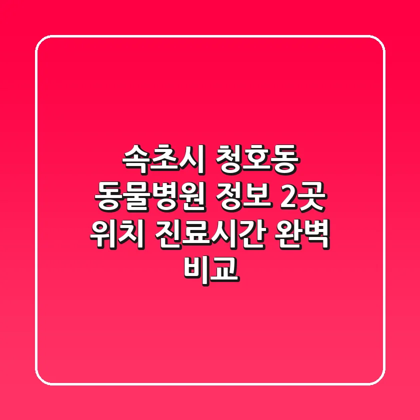 속초시 청호동 동물병원 정보 - 2곳 위치, 진료시간 완벽 비교