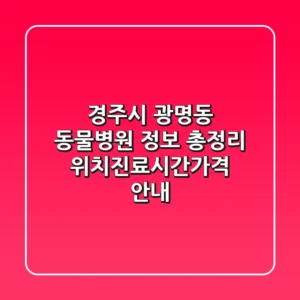 경주시 광명동 동물병원 정보 총정리 - 위치/진료시간/가격 안내