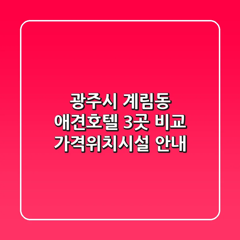 광주시 계림동 애견호텔 3곳 비교 - 가격/위치/시설 안내