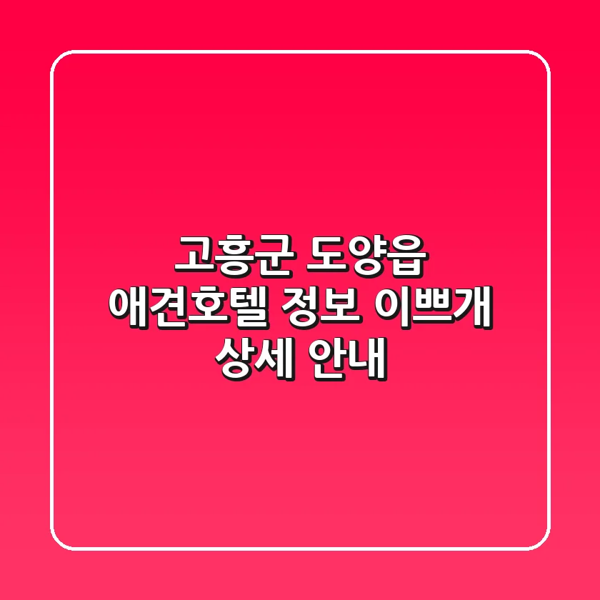 고흥군 도양읍 애견호텔 정보: 이쁘개 상세 안내