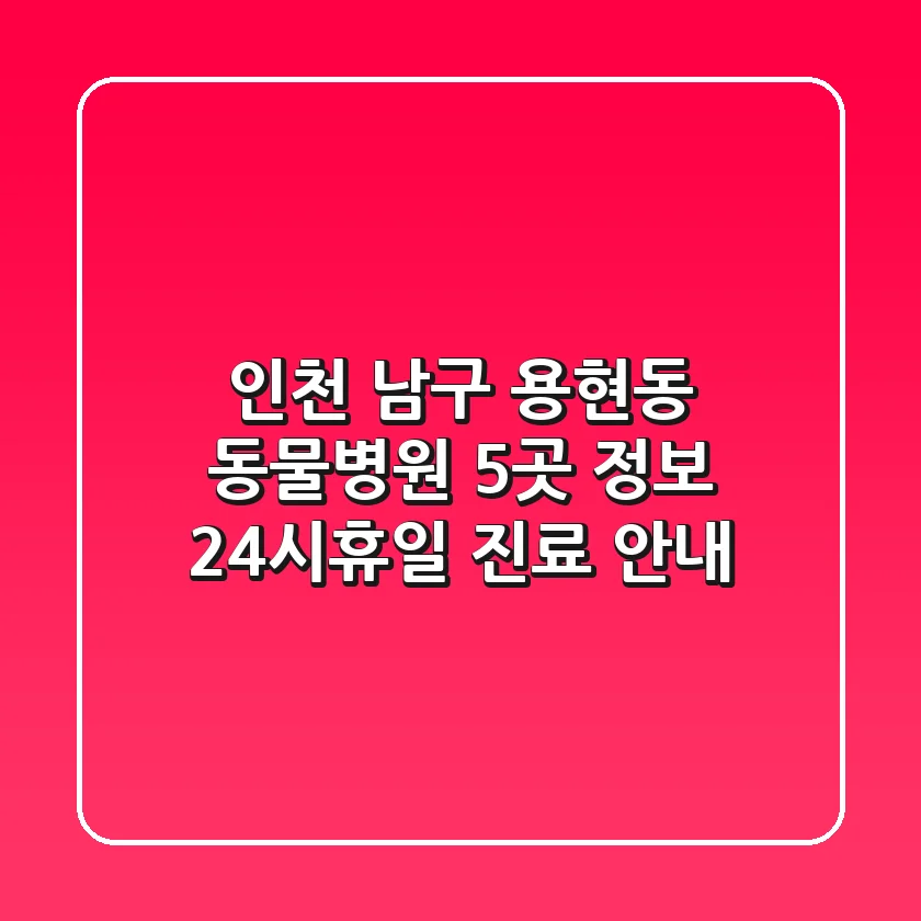 인천 남구 용현동 동물병원 5곳 정보 - 24시/휴일 진료 안내
