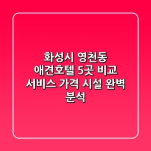 화성시 영천동 애견호텔 5곳 비교: 서비스, 가격, 시설 완벽 분석