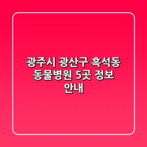 광주시 광산구 흑석동 동물병원 5곳 정보 안내