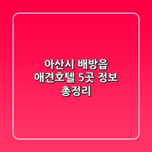 아산시 배방읍 애견호텔 5곳 정보 총정리