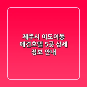 제주시 이도이동 애견호텔 5곳 상세 정보 안내