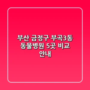 부산 금정구 부곡3동 동물병원 5곳 비교 안내
