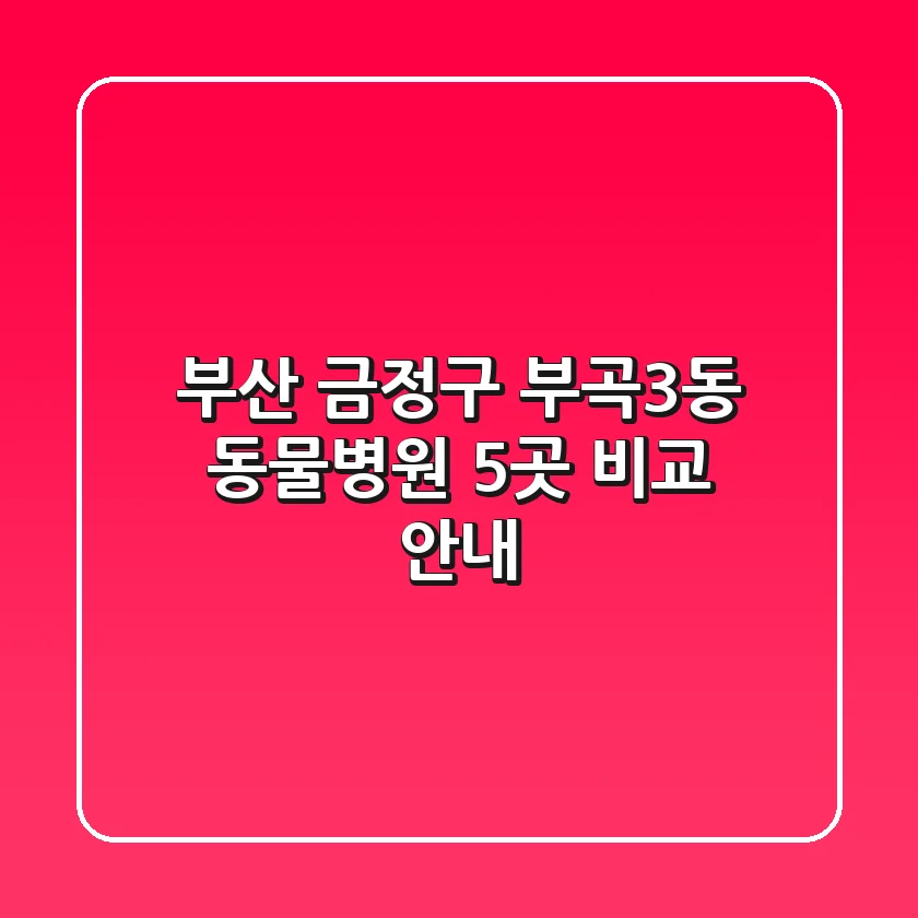 부산 금정구 부곡3동 동물병원 5곳 비교 안내