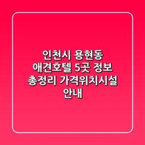 인천시 용현동 애견호텔 5곳 정보 총정리 - 가격/위치/시설 안내