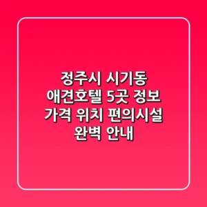 정주시 시기동 애견호텔 5곳 정보 - 가격, 위치, 편의시설 완벽 안내