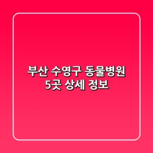 부산 수영구 동물병원 5곳 상세 정보