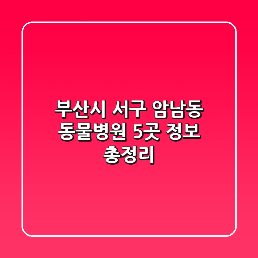 부산시 서구 암남동 동물병원 5곳 정보 총정리
