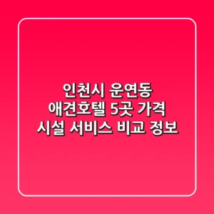 인천시 운연동 애견호텔 5곳: 가격, 시설, 서비스 비교 정보
