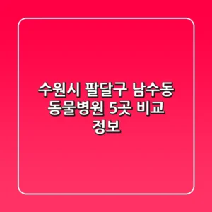 수원시 팔달구 남수동 동물병원 5곳 비교 정보