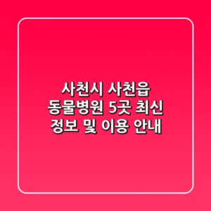 사천시 사천읍 동물병원 5곳: 최신 정보 및 이용 안내