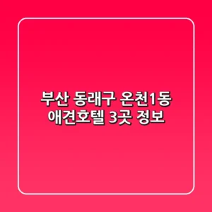부산 동래구 온천1동 애견호텔 3곳 정보