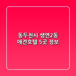 동두천시 생연2동 애견호텔 5곳 정보
