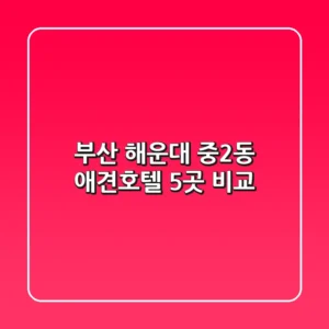 부산 해운대 중2동 애견호텔 5곳 비교