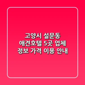 고양시 설문동 애견호텔 5곳: 업체 정보, 가격, 이용 안내