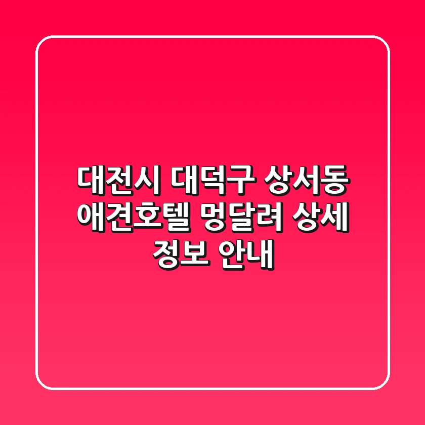 대전시 대덕구 상서동 애견호텔: 멍달려 상세 정보 안내