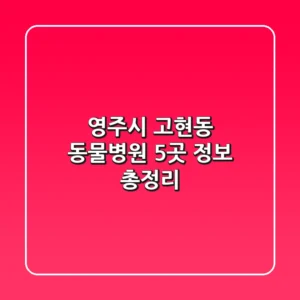 영주시 고현동 동물병원 5곳 정보 총정리