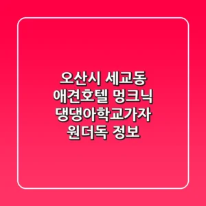 오산시 세교동 애견호텔: 멍크닉, 댕댕아학교가자, 원더독 정보