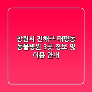 창원시 진해구 태평동 동물병원 3곳 정보 및 이용 안내