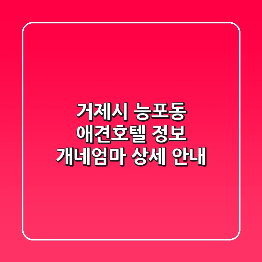 거제시 능포동 애견호텔 정보: 개네엄마 상세 안내