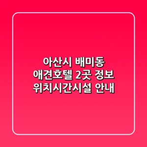 아산시 배미동 애견호텔 2곳 정보 - 위치/시간/시설 안내