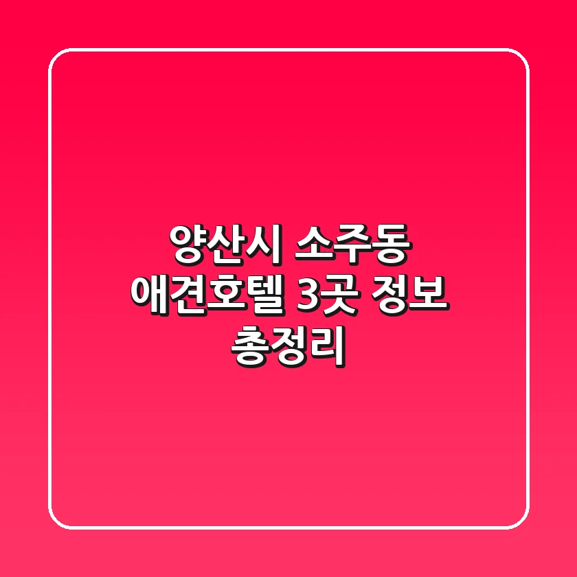 양산시 소주동 애견호텔 3곳 정보 총정리