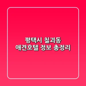 평택시 칠괴동 애견호텔 정보 총정리