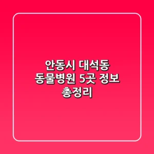 안동시 대석동 동물병원 5곳 정보 총정리