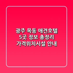 광주 목동 애견호텔 5곳 정보 총정리 - 가격/위치/시설 안내
