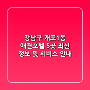강남구 개포1동 애견호텔 5곳 최신 정보 및 서비스 안내