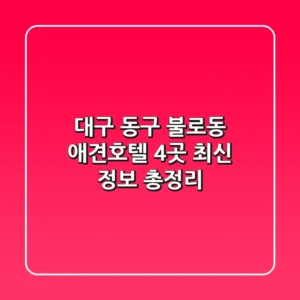 대구 동구 불로동 애견호텔 4곳 최신 정보 총정리
