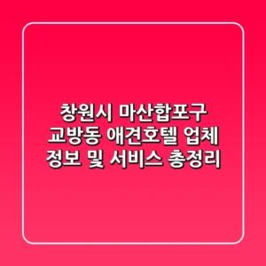 창원시 마산합포구 교방동 애견호텔: 업체 정보 및 서비스 총정리