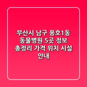 부산시 남구 용호1동 동물병원 5곳 정보 총정리 - 가격, 위치, 시설 안내