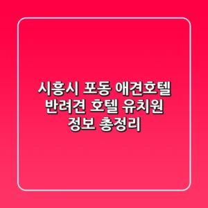 시흥시 포동 애견호텔: 반려견 호텔, 유치원 정보 총정리