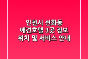 인천시 선화동 애견호텔 3곳 정보 – 위치 및 서비스 안내