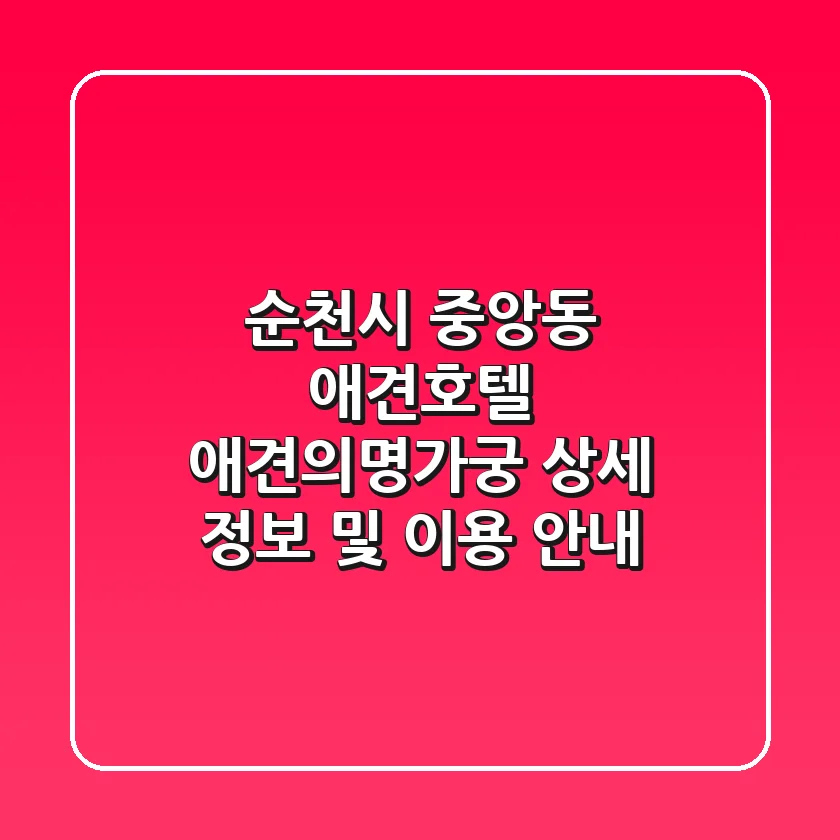 순천시 중앙동 애견호텔: 애견의명가궁 상세 정보 및 이용 안내