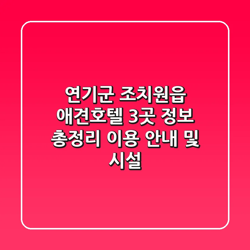 연기군 조치원읍 애견호텔 3곳 정보 총정리 - 이용 안내 및 시설