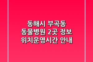 동해시 부곡동 동물병원 2곳 정보 – 위치/운영시간 안내