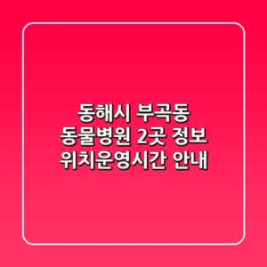 동해시 부곡동 동물병원 2곳 정보 - 위치/운영시간 안내