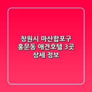 창원시 마산합포구 홍문동 애견호텔 3곳 상세 정보