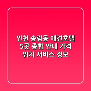 인천 송림동 애견호텔 5곳 종합 안내 - 가격, 위치, 서비스 정보