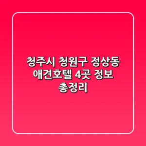 청주시 청원구 정상동 애견호텔 4곳 정보 총정리